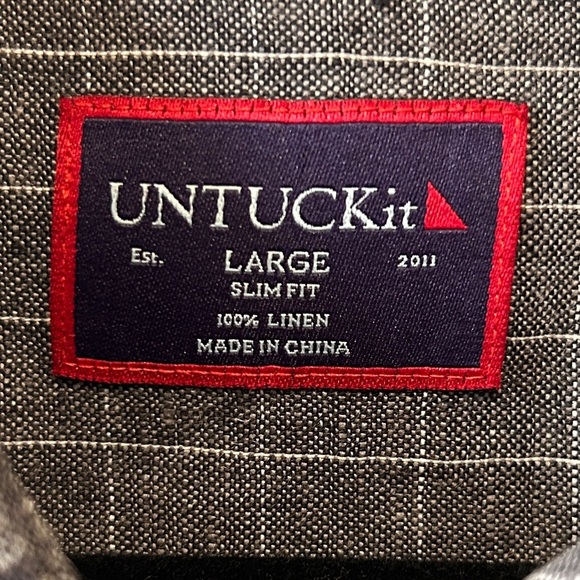 UNTUCKit Men's Size Large Checkered Long Sleeve Dress Shirt Linen Slim Fit - Picture 4 of 8